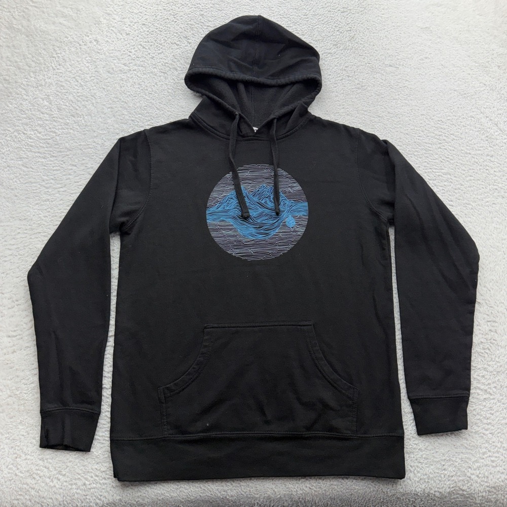 Stio Womens Black Mountain Graphic Pullover Hoodie Sweatshirt Jackson Hole